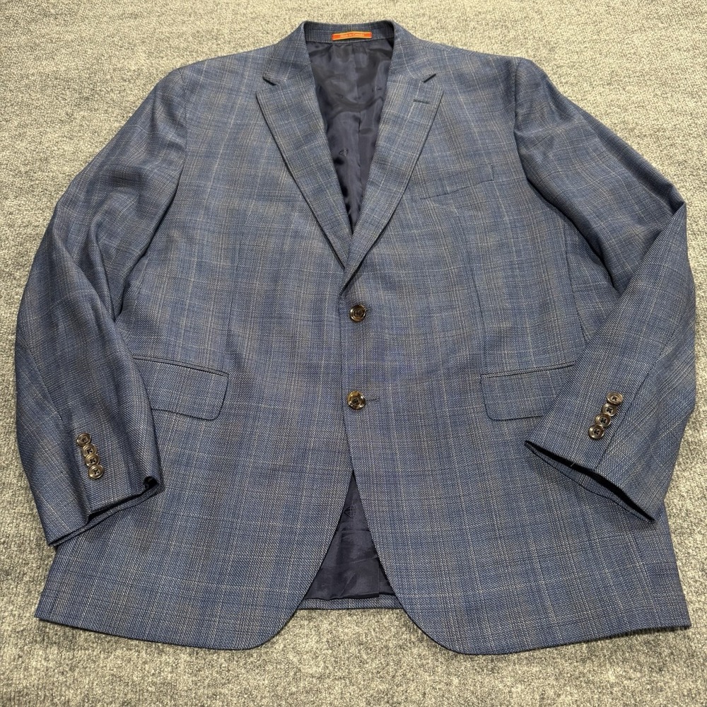 Cremieux Blazer Mens 46R Blue Wool Loro Piana Windowpane Soft 2BTN Canada